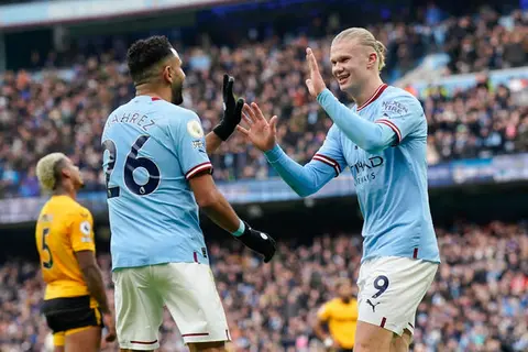 R.Mahrez passeur ,Manchester city domine Wolverhampton 