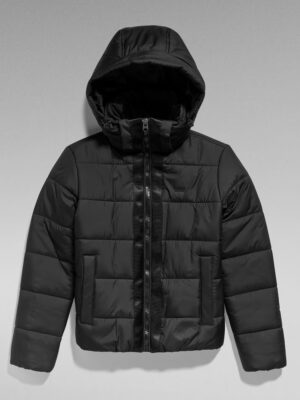 DOUDOUNE G-STAR RAW VESTE MEEFIC HOODED PADDED NOIR, La veste Meefic Hooded Padded est confectionnée dans un tissu déperlant au matelassage horizontal