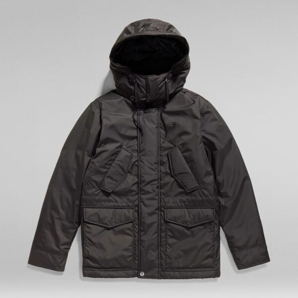 G-STAR RAW - VESTE VODAN PADDED HOODED NOIR POUR HOMMES , La veste Padded Vodan présente une capuche détachable à visière mince.