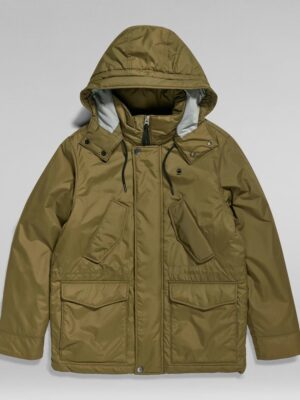 G-STAR RAW - VESTE VODAN PADDED HOODED VERT FONCE POUR HOMMES  ,Cette doudoune ultra longue est dotée d’une grande capuche avec un col montant et une visière allongée.