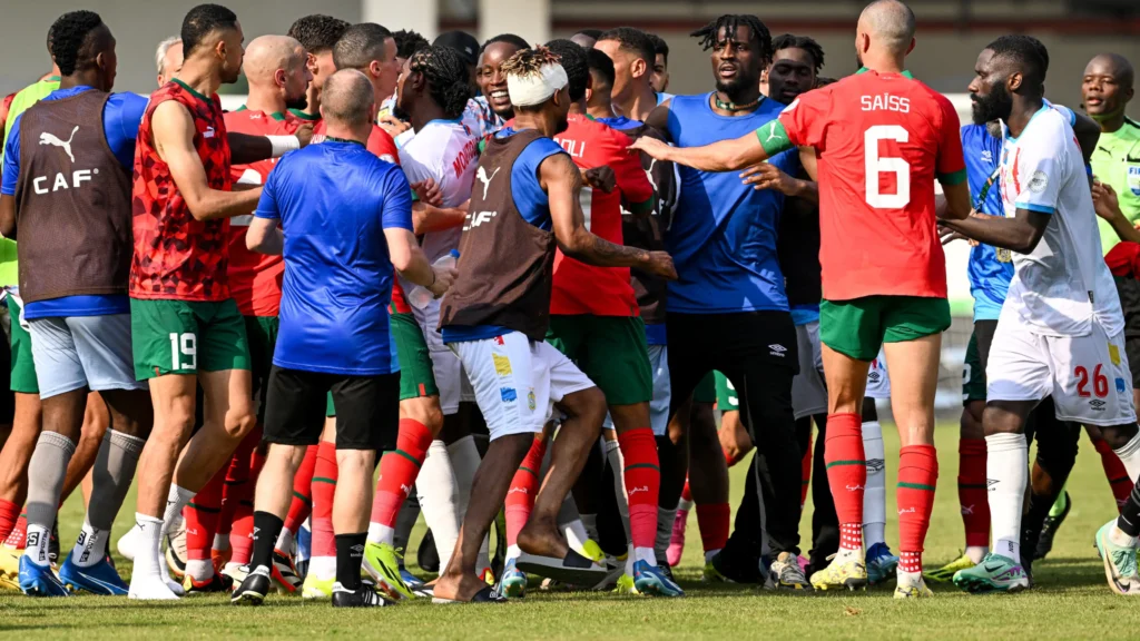 Le Maroc s'est fait piégé face au Congo, Bagarre générale en fin de match meteostyle.fr Eurosport