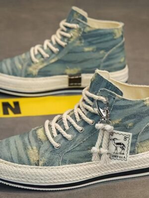 Chaussures de skateboard montantes confortables en toile rétro